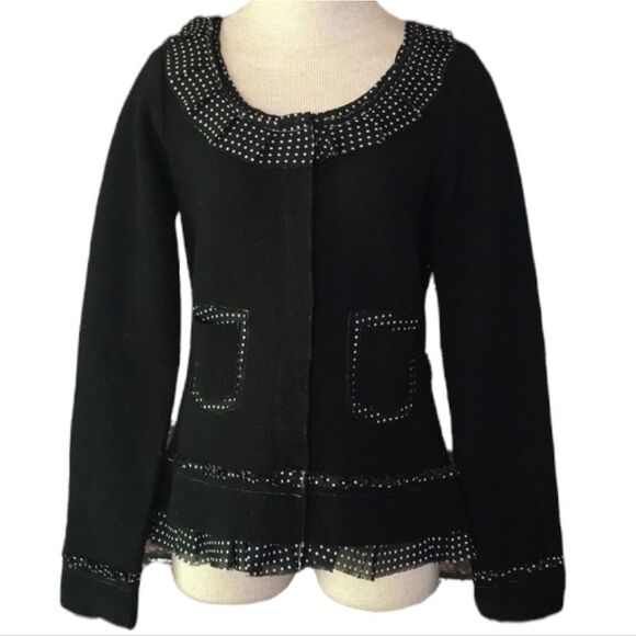 Anthropologie Sparrow Au Fait Merino Wool Ruffle Sweater Cardigan S - Picture 1 of 4